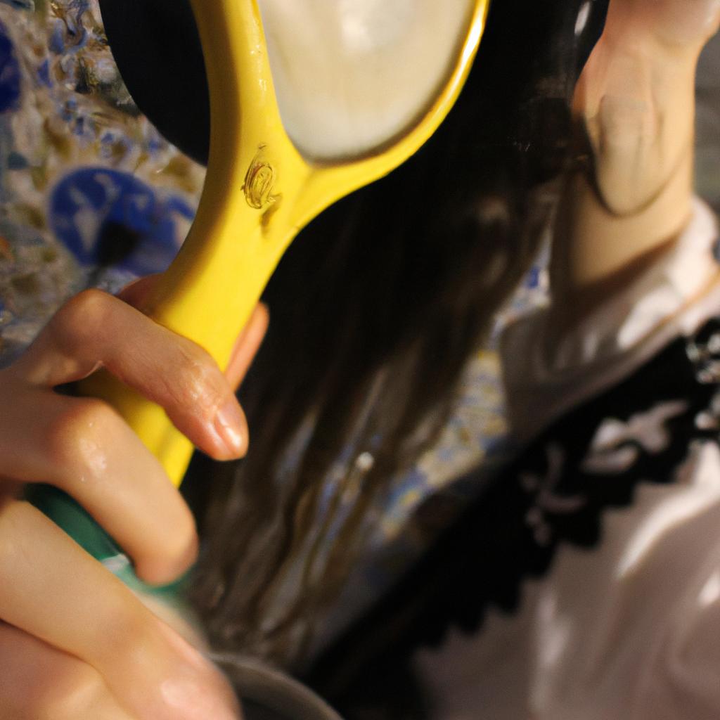 Person applying shampoo, traditional setting