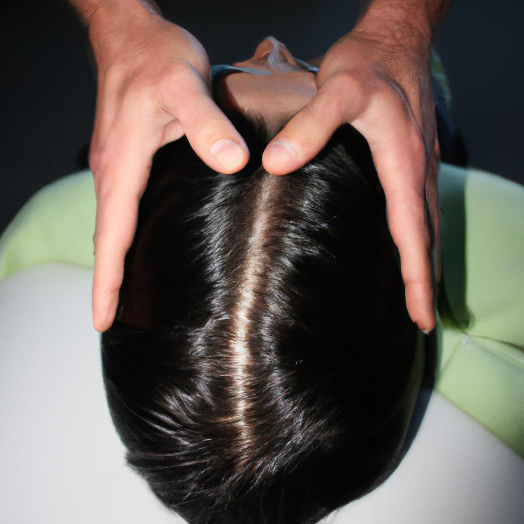 Person receiving scalp massage
